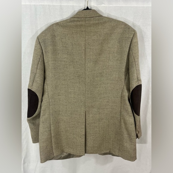 Roundtree & Yorke Wool Mohair Blazer Brown Elbow Patches Size 42S - Picture 2 of 7